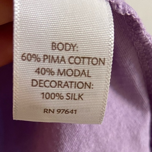 J Jill silk trim Henley lavender long sleeve Medium Petite - Picture 7 of 8